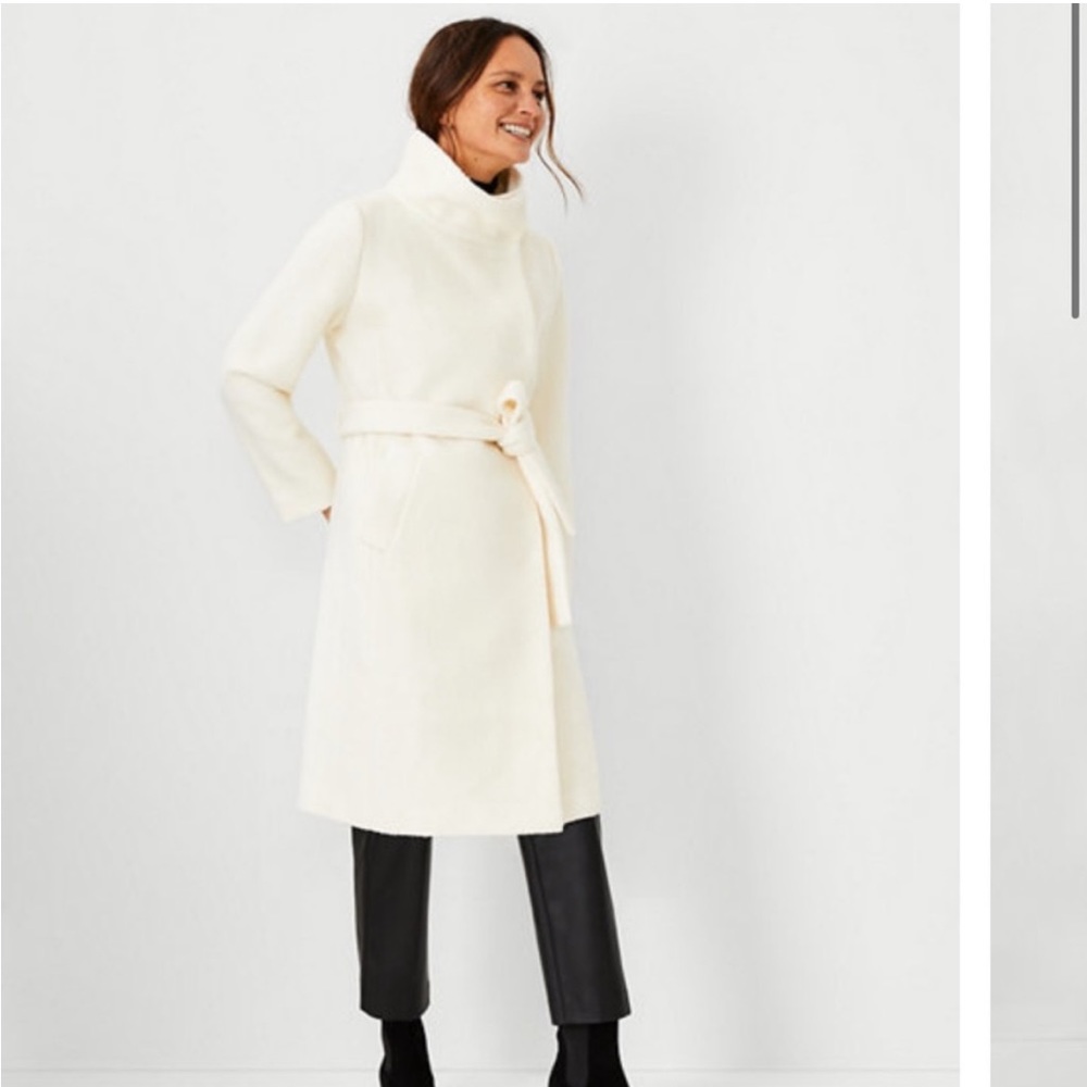 Ann Taylor Belted Funnel Neck Coat